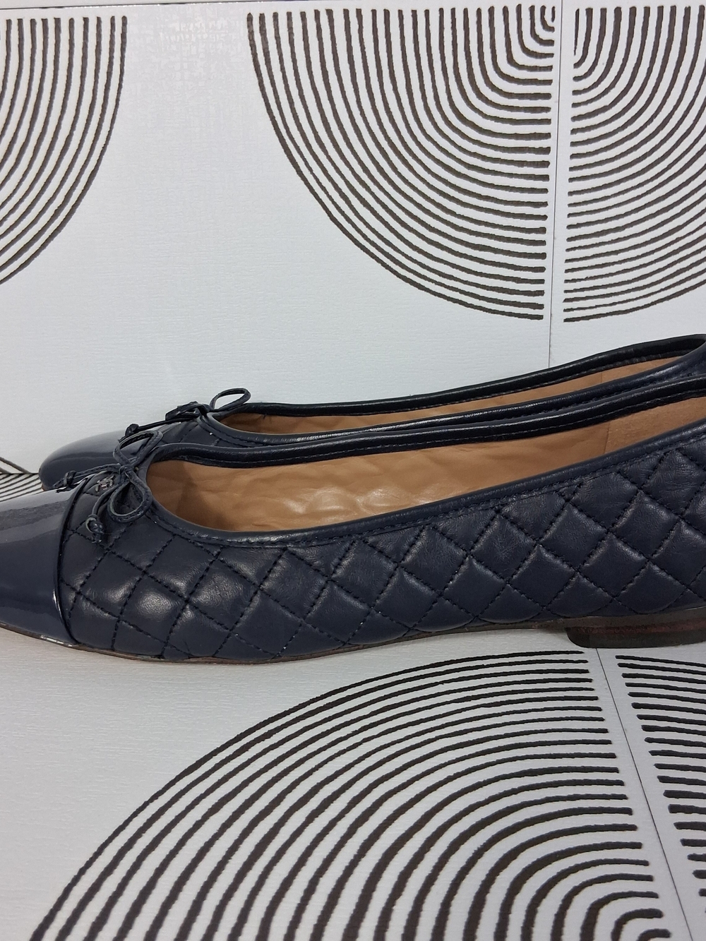 Sam Edelman Marilyn Women's 8 Navy Blue Quilted Cap Toe Leather Ballet Flats - Picture 4 of 14